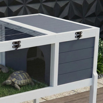 Enceinte en bois pour reptile de 38 po, équivalent à 40 gallons avec support de lampe intégré et deux plateaux imperméables pour dragon barbu, gecko et serpent