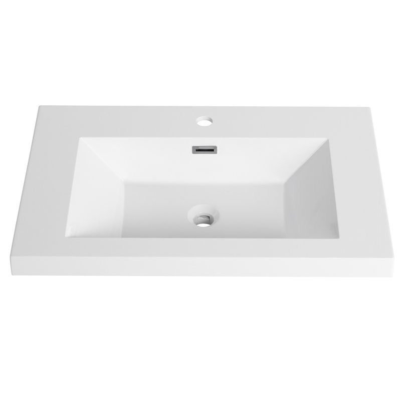 Évier en résine blanc brillant 30 po pour salle de bain - et magnifique évier de style design, durable