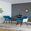 Ensemble de 2 fauteuils d'appoint en tissu bleu pour salon, 23 po x 23 po x 34 po