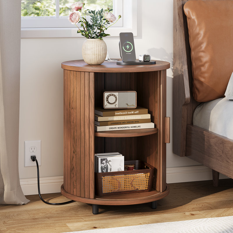 Table de bout ronde LunaSide, Noyer, 1