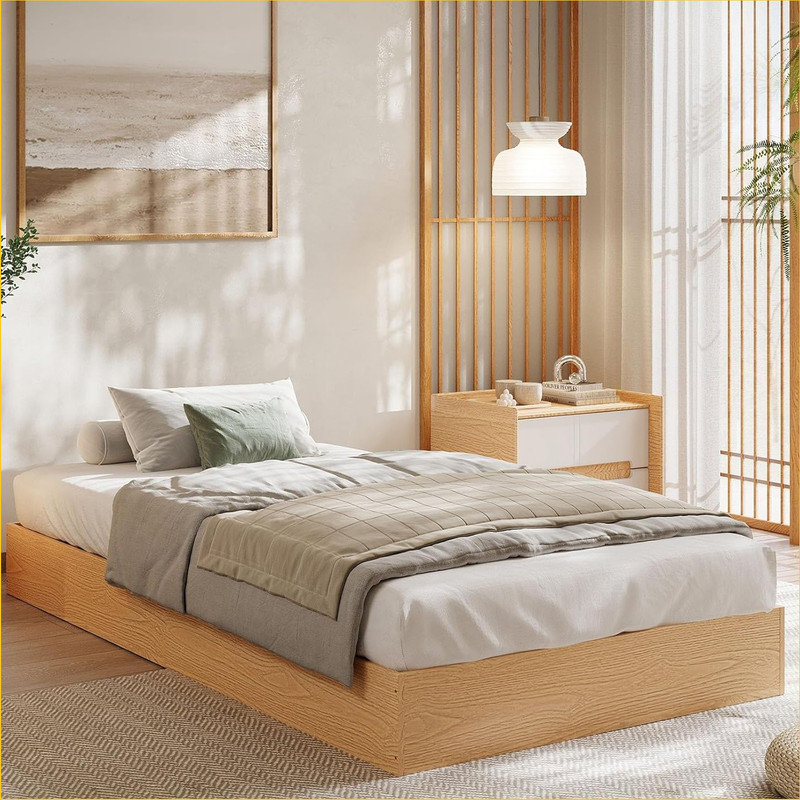 Wood Platform Bed Frame, Wooden Bed with Wood Slat Support & No Box Spring Needed, Easy Assembly Minimalist Bed Frame Without Headboard