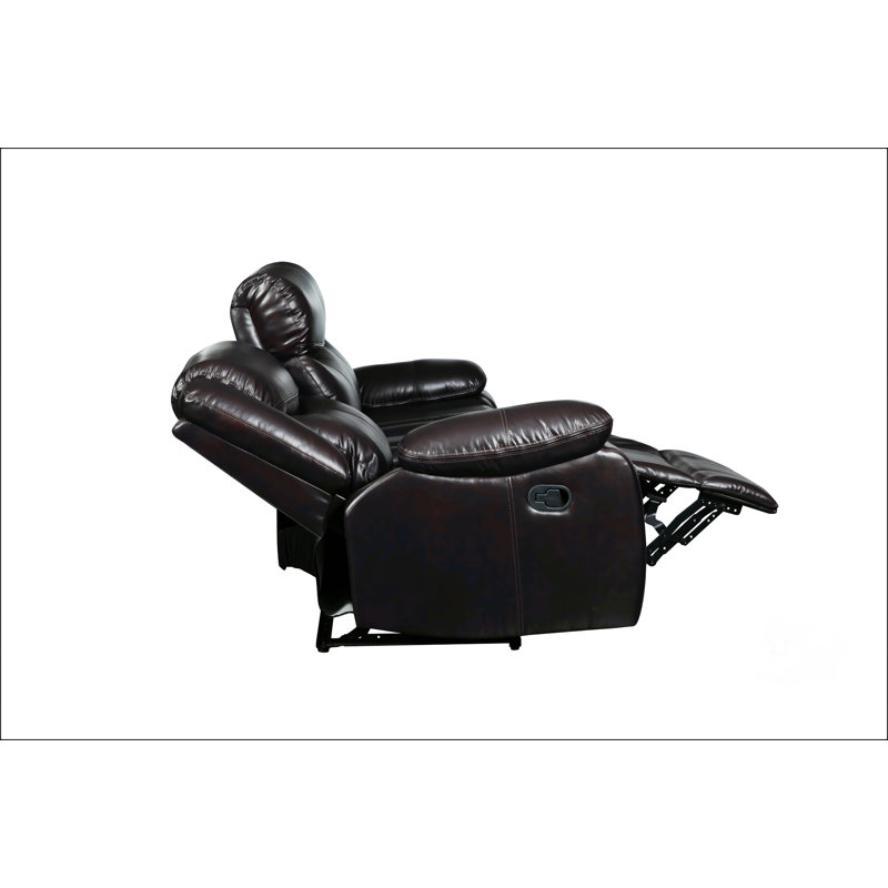 Faux Leather-Air Reclining Sofa, Brun