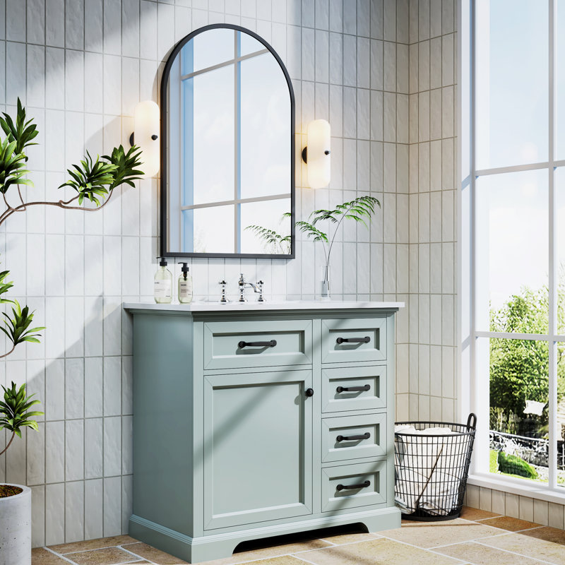 36" Bathroom Vanity With Mirror, Gray