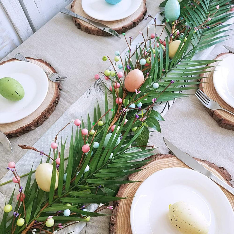 Artificial Areca Palm Leaves, 8 Pcs Faux Tropical Palm Tree Leaves Stems For Floral Arrangement, Hawaiian Luau, Jungle Beach Wedding Party Decor