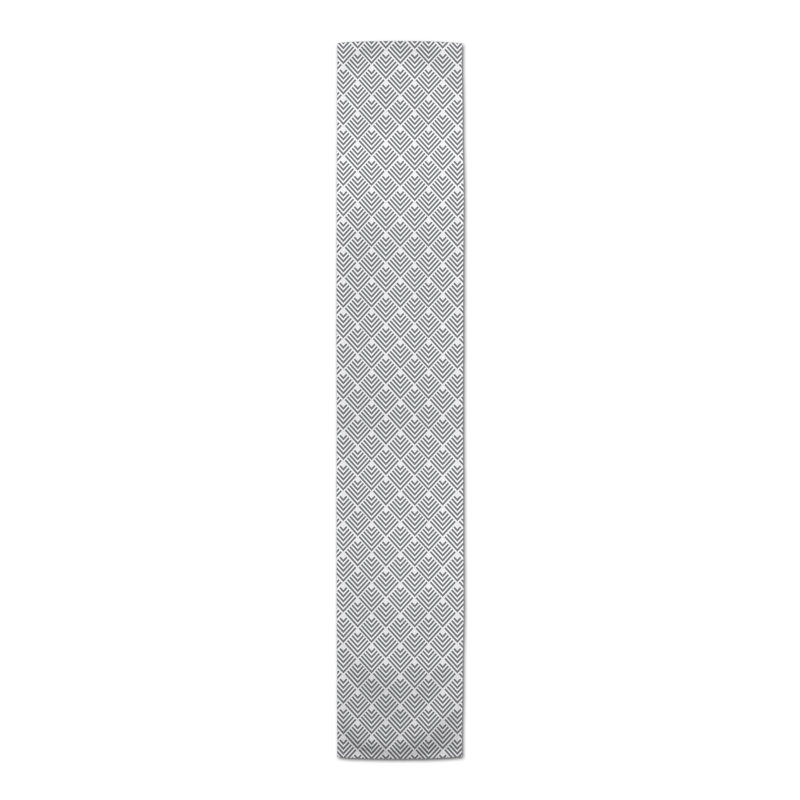 Chemin de table géométrique, 72 po x 16 po, gris