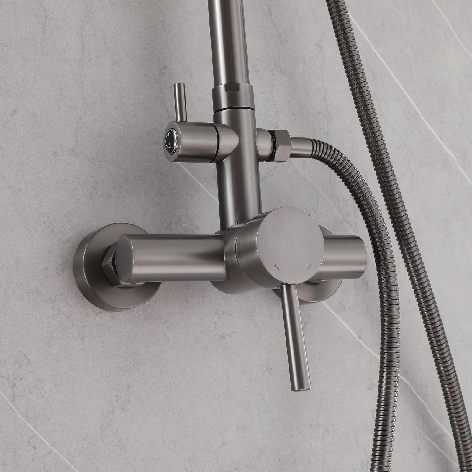 Wall Mount Outdoor Shower with Handheld, Gun Gray