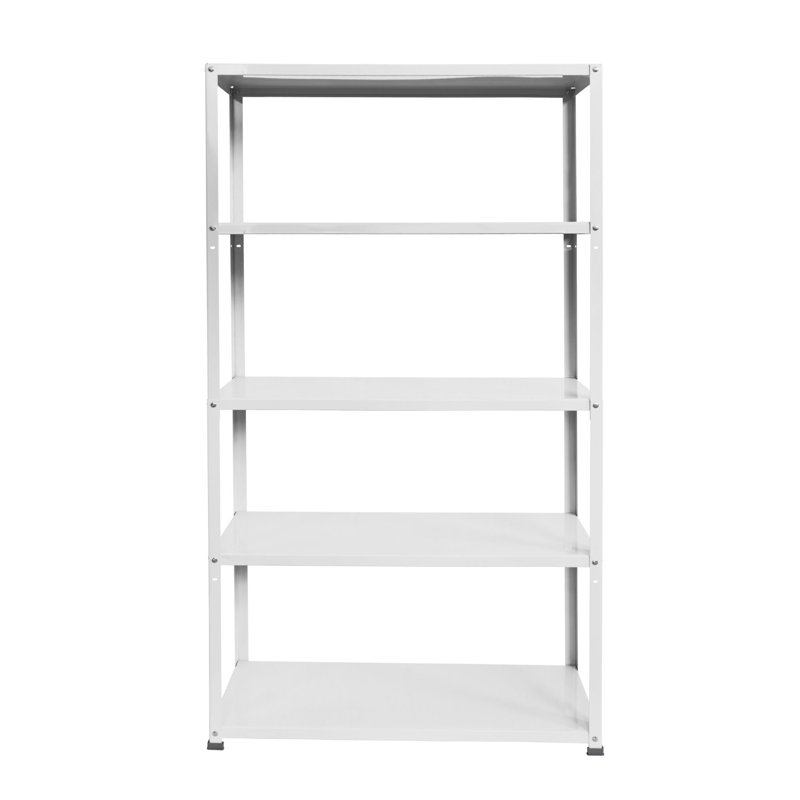 AR Deco White Adjustable 5-Shelf Steel Bookcase