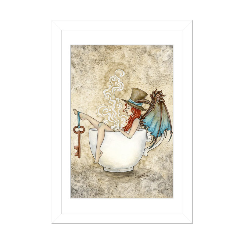 Steam Bath, White Open Corner Framed Paper, 32" H x 24" W x 1" D, White