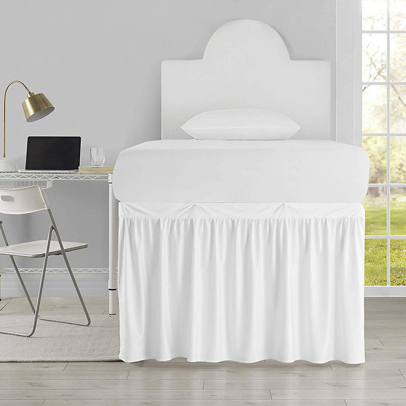Pleated Wrap Around Bed Skirt, White, 30"