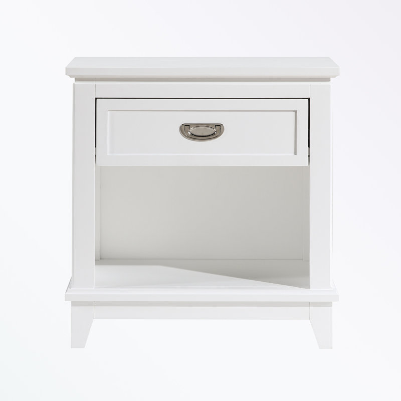 Table de chevet avec tiroir de rangement et tablette inférieure, Blanc