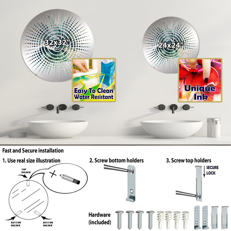 Briannalee - Miroir mural Sun Circles, 31,4 po x 31,4 po