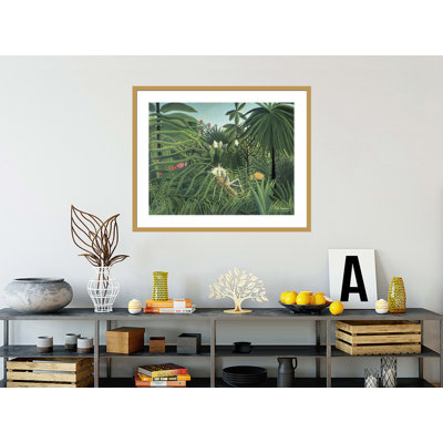 «Jaguar Attacking a Horse» par Henri Rousseau, impression giclée sur cadre