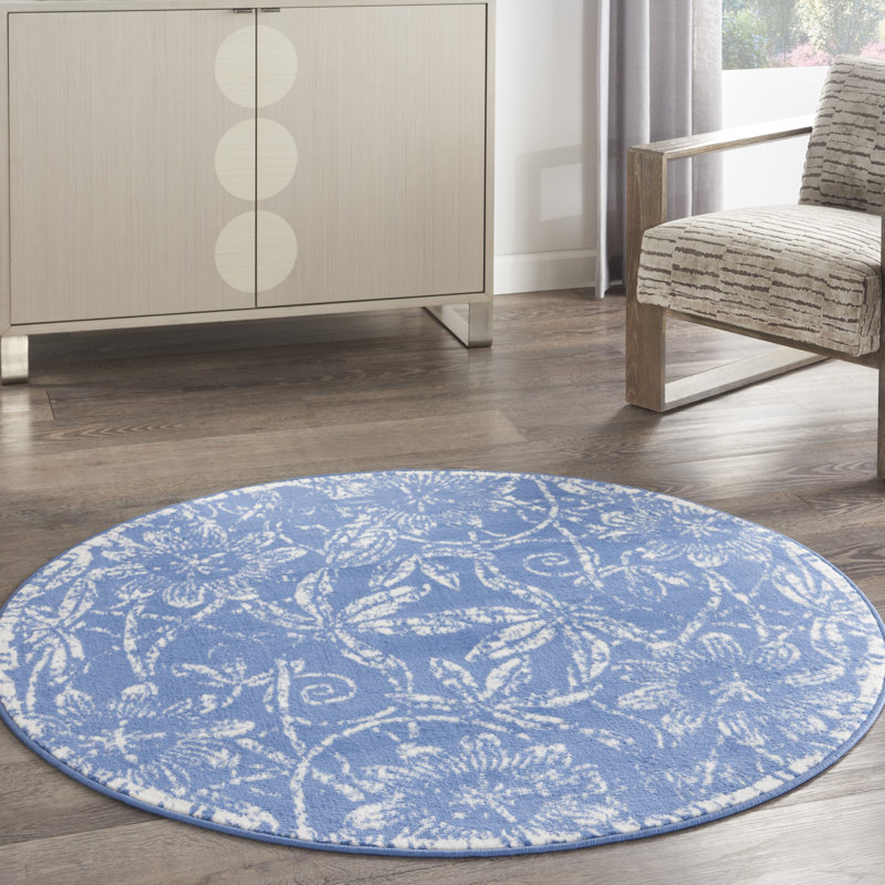 Floral Indoor Rug, Round 5'