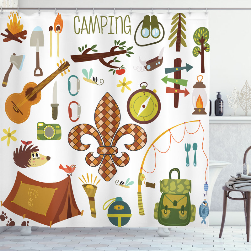 Ensemble de rideau de douche avec crochets de camping, H 84 po x l 69 po