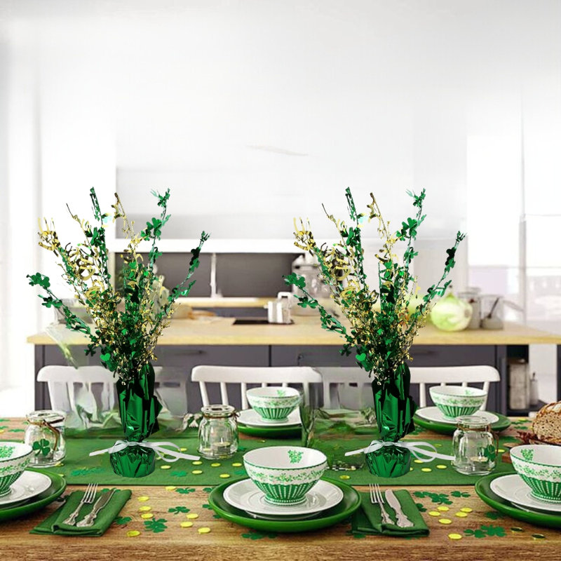 PMU Shamrock & Horseshoe Gleam 'n Burst Centerpiece 15 Inch Party Decoration Pkg/1