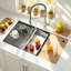 Évier de cuisine à simple cuve encastrable en acier inoxydable avec accessoires L 33 po x l 19 po-131430236