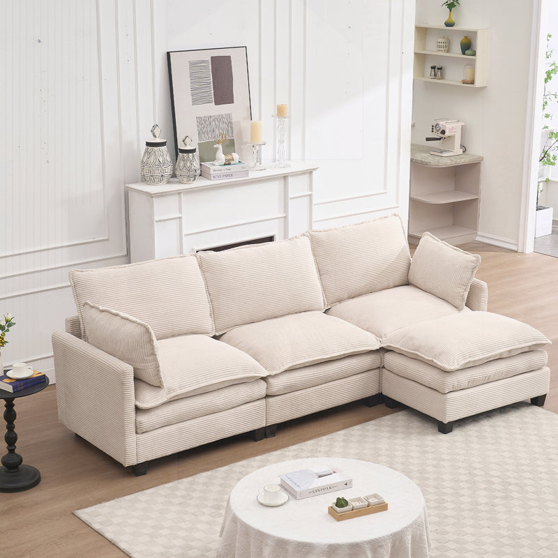 Canapé modulaire rembourré 3 places avec repose-pieds