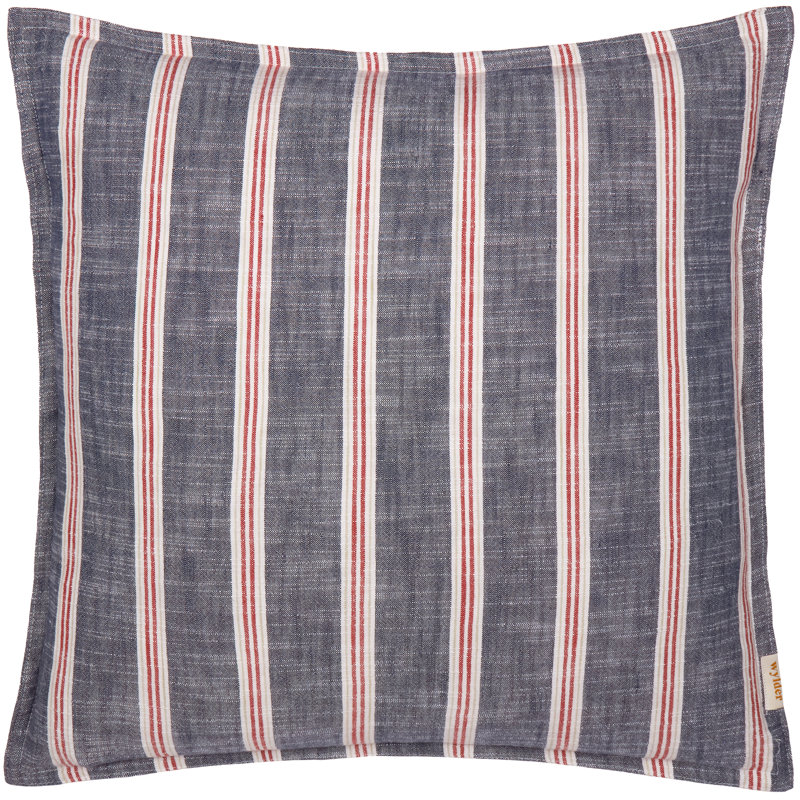Asijah Striped Square Cushion, Red/Blue, Polyester