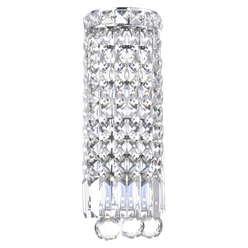 Marnell 5" Wide Chrome Wall Light for Bathrooms, 2-Light Sconce with E12 Bulb Base & Crystal Prisms – LED Compatible, BACL Certified
