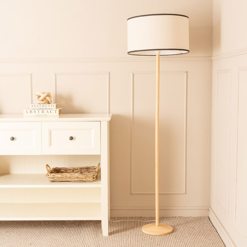 Rouvin 166cm Traditional Floor Lamp, Natural/Black, No