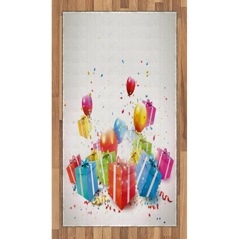 Birthday High Density Long Fiber Poly Threads Decorative Area Rug Carpet, Rectangle 2'7" x 5'
