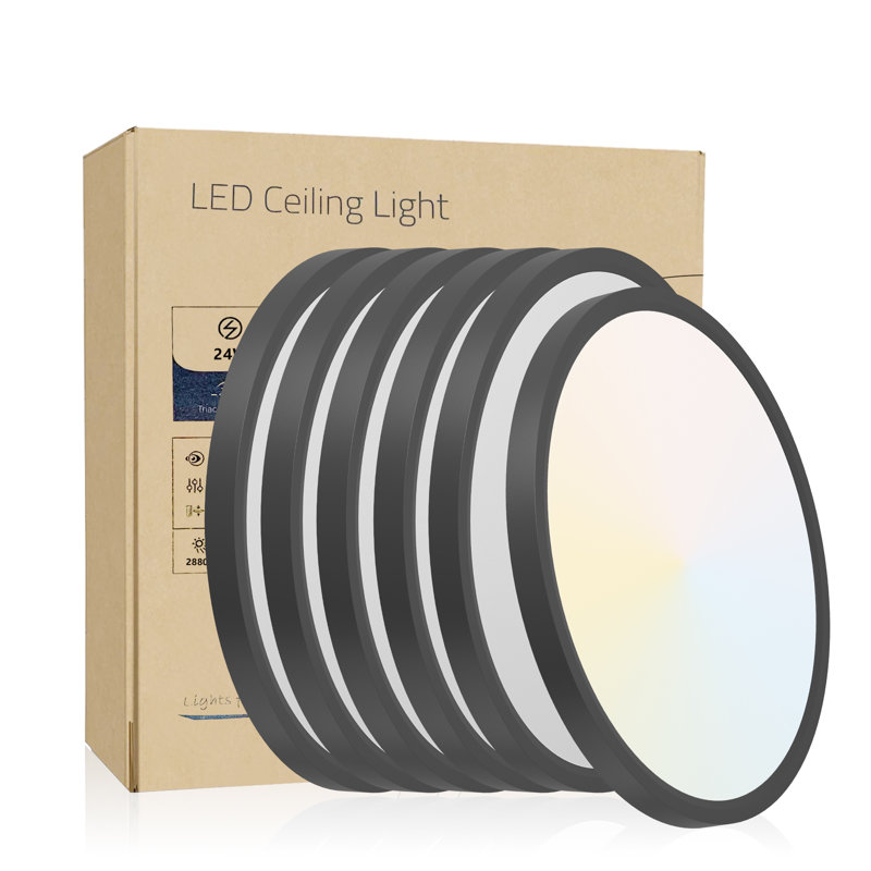 Dimmable Ultra-Thin LED Flush Mount Ceiling Light, Modern Minimalist Design, Matte Black