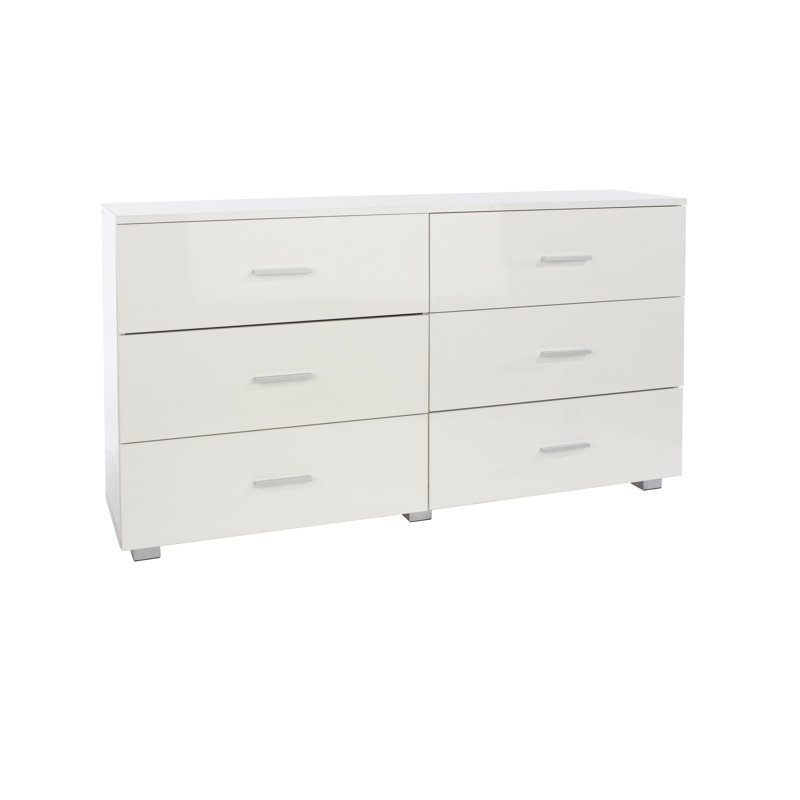 Domonick White gloss 3+3 Drawer Chest of Drawers