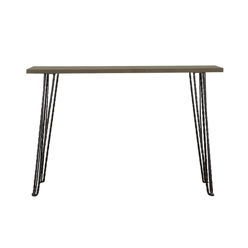 Concrete and Black Rectangular Console Table