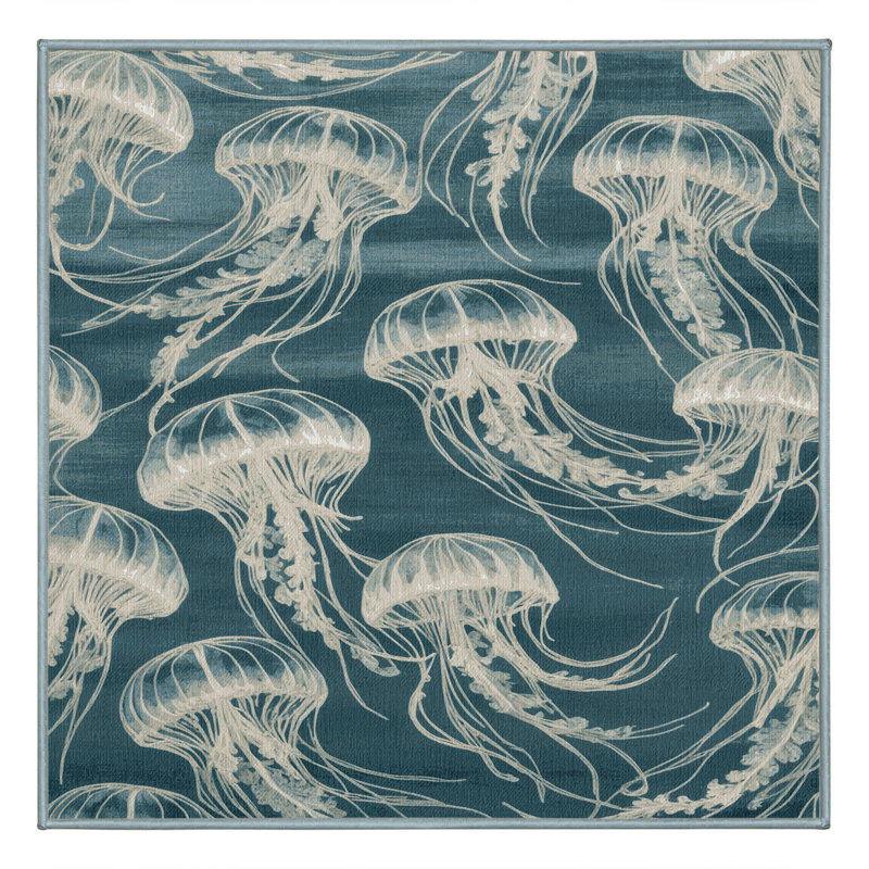 Tapis bleu lavable à la machine, Rectangulaire 8 pi x 12 pi