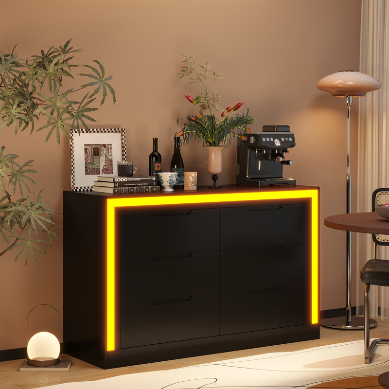 Commode à six tiroirs, Noir