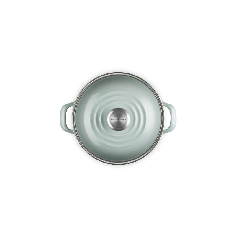 Le Creuset Enamel-On-Steel Stockpot With SS Knob, 10 Qt., White, Sage, 8 quarts