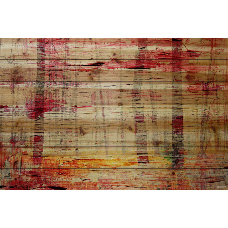 « floated red water » par parvez taj,, reproduction d’art sur bois de pin naturel, H 24 po x l 36 po x P 1,5 po