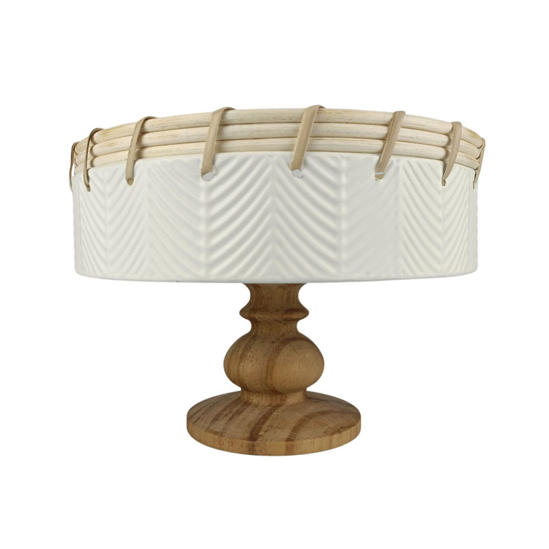 Plateau blanc en bois de 10,24 po avec base en bois