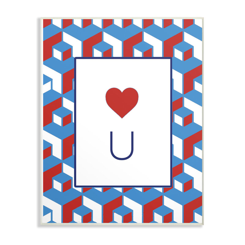 Plaque décorative "love you cube" , art encadré Renly, H 18,5 po x l 12,5 po x P 0,5 po