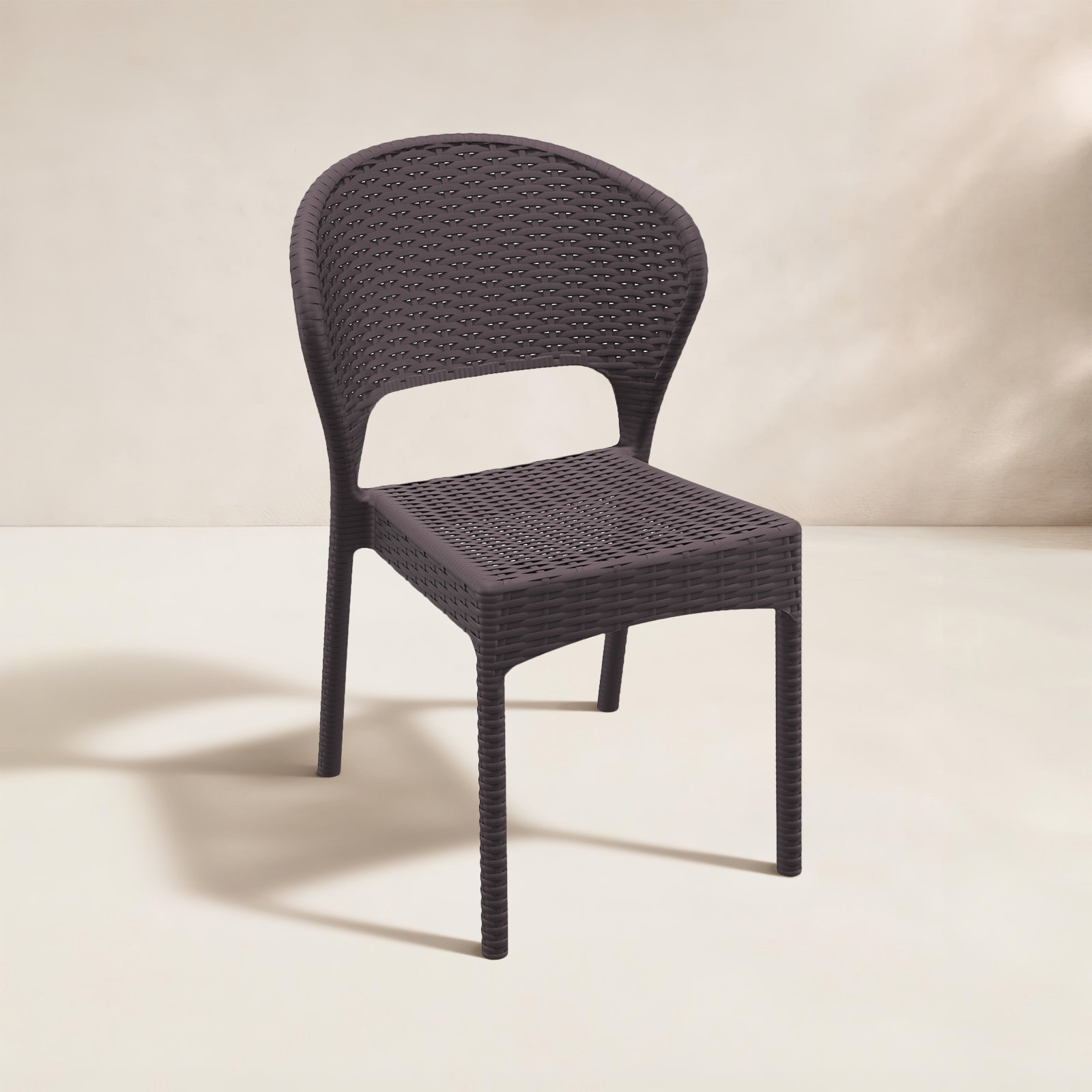 Coral Stackable Patio Side Chair, Coffee Brown