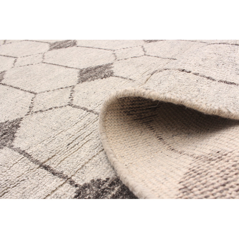 Tapis en laine à la main one-of-kind-noué la 2010 crème 4 pi 11 po x 8 pi Grogan