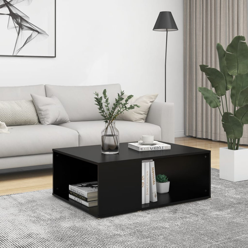 Godewyn Floor Shelf Coffee Table with Storage, Black