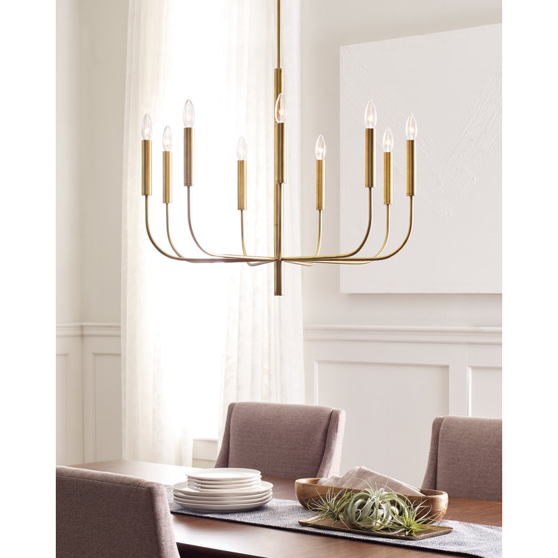 Brianna 9 - Light Chandelier, Burnished Brass