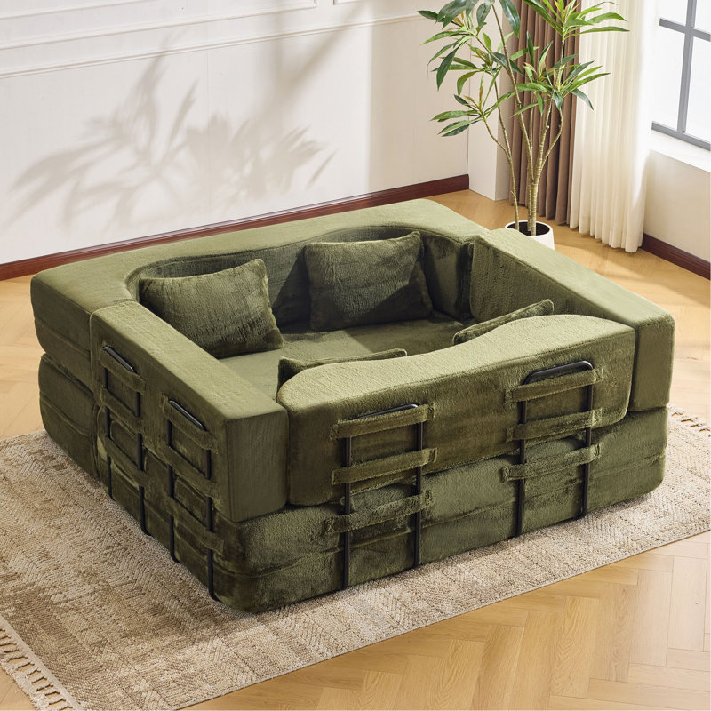 Canapé-lit pliant de 71 pouces, canapé-lit moelleux, canapé-lit convertible en mousse haute densité, canapé-lit pliant au sol, convient au salon, à la chambre d'amis, à la chambre à coucher, à l'ensemble modulaire