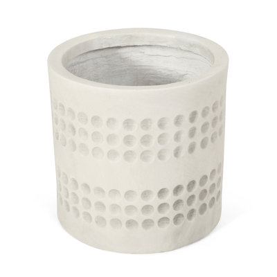 Planter - 9.8"X9.8"X9.8" Lightweight Concrete Antique White Porch Adornment Accessory 10"X10"X10" Construction Decorative