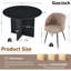 Ensemble de table de salle à manger noire pour chaises de cuisine cannelées rondes de 4 po et 43 po | Sherpa revêtu de tissu d'ameublement, fauteuils demi-tonneau, siège de style Mid-Century moderne, placage de bois et plateau de table en deux parties, base piédestal-132279705-132279709