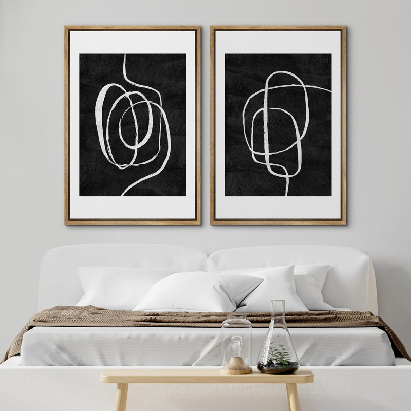 «Duotone Blue Oak Woodest Tree Rings Wilderness», 2 pièces sur toile, Encadré naturel, H 24 po x l 36 po