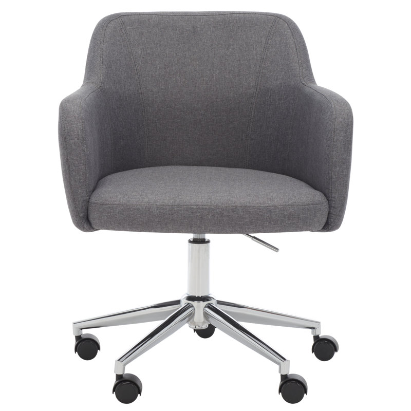 Chaise de bureau pivotante rembourrée H 35,83 po Imbali, gris, Lin