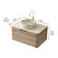 Meuble-lavabo moderne avec lavabo en céramique, meuble-lavabo en bois et finition chêne