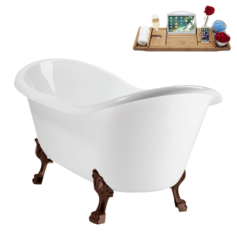 71" Streamline Clawfoot Tub,Tray,Drain and Clawfeet, Oil Bronze, Brushed Gold