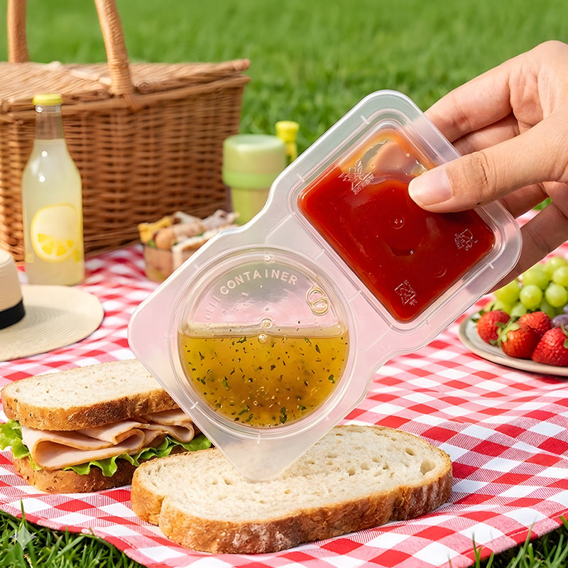 Contenants à collation réutilisables à 2 compartiments avec couvercles Snap-On, 4,5 oz, paquet de 20, Paquet de 40