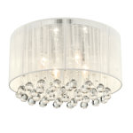 Hanna 4 - Light Drum Flush Mount with White Thread and Crystals