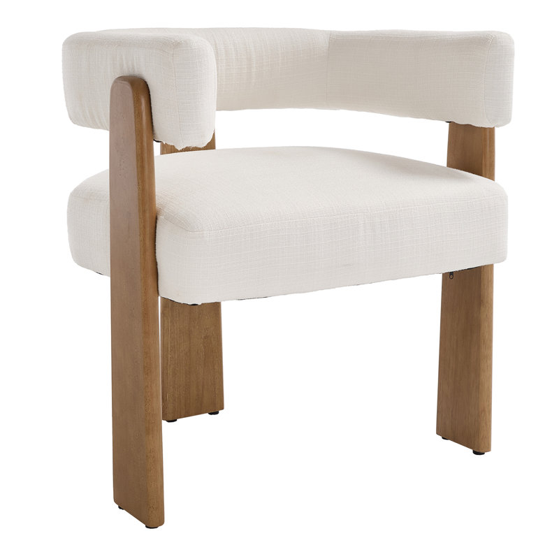 Chaise de salle à manger Modern Farmhouse - Base de trépied en bois massif avec pieds réglables - Siège rembourré et dossier ouvert - Hauteur 19,25 po