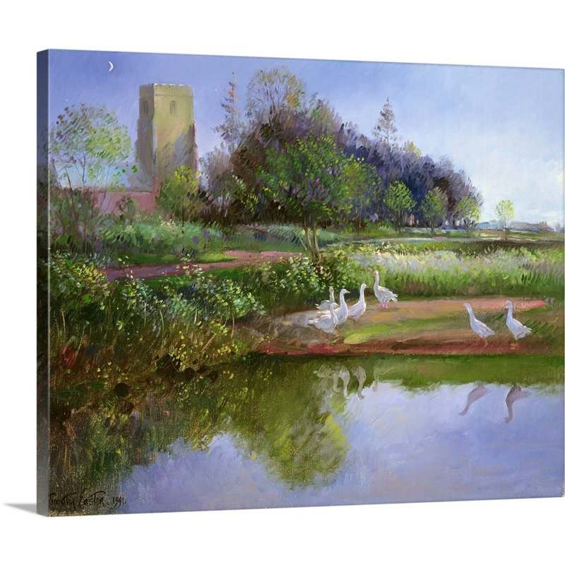 «Geese at Sundown» par Timothy Easton, reproduction sur toile, Toile tendue, H 11 po x l 14 po x P 1,25 po