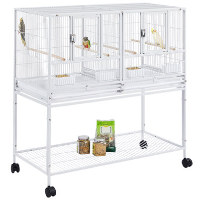 105cm Iron Flat Top Floor Bird Cage with Wheels